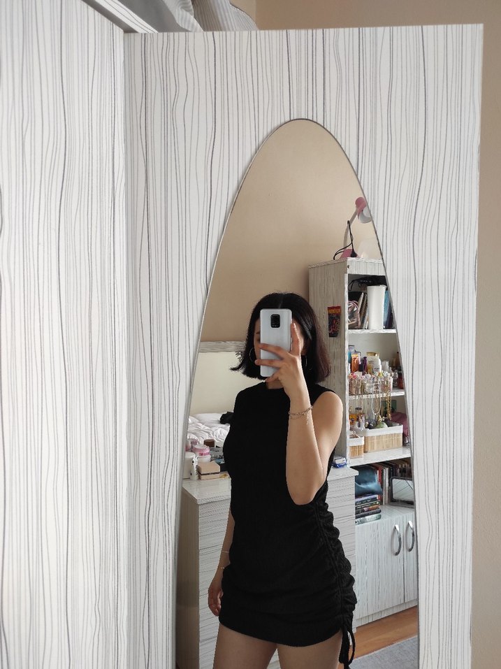 Siyah Kolsuz Midi Triko Elbise - Görsel 2