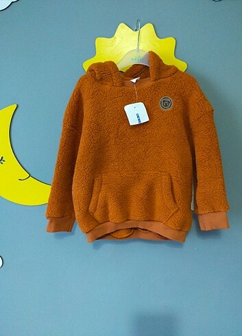 Erkek Çocuk Peluş Kapüşonlu Sweatshirt