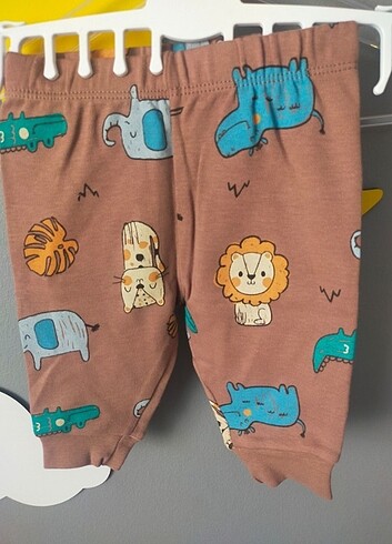 3 Ay Beden kahverengi Renk Erkek Bebek Pijama Takım