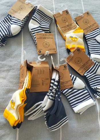 Erkek Bebek Çorap Seti, Baskılı, Sarı ve Gri - Görsel 3