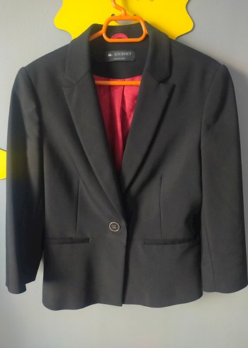 m Beden Düğmeli Siyah Kadın Blazer Ceket