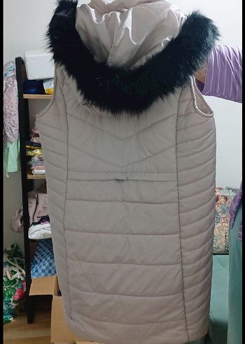 Fermuarlı Bej Kadın Midi Yelek - Görsel 2