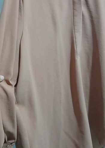 Bej V Yaka Uzun Kollu Kadın Tunik - Görsel 3
