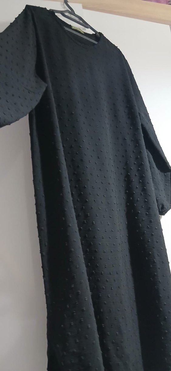 Nakışlı Düğmeli Siyah Uzun tunik - Görsel 4