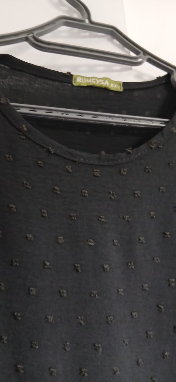 Nakışlı Düğmeli Siyah Uzun tunik - Görsel 3