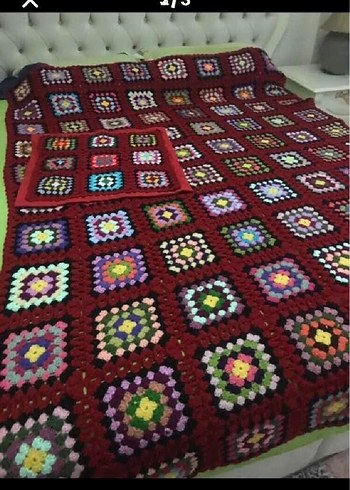 Renkli Nakışlı Çocuk Battaniyesi el örmesi tek kişilık - Görsel 3