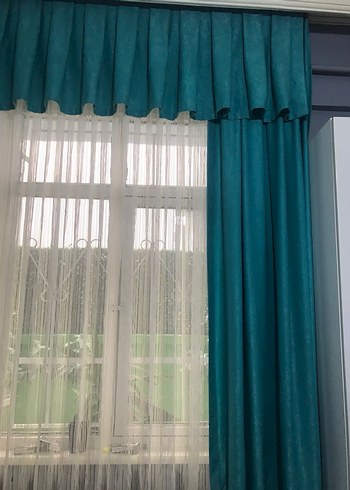 Turkuaz Parlak Düz Perde - Görsel 5