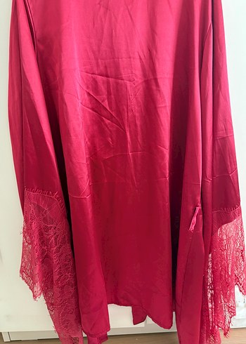 Bordo Uzun Kollu Bohem Kadın Sabahlık - Görsel 3