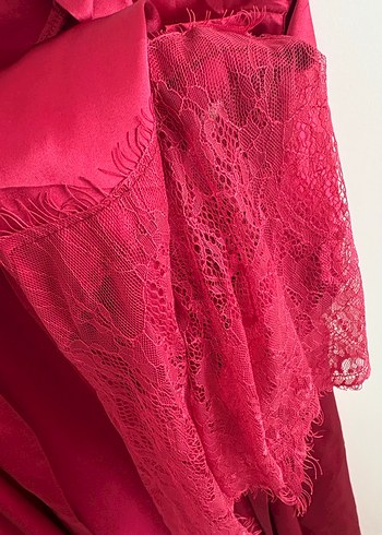 Bordo Uzun Kollu Bohem Kadın Sabahlık - Görsel 2