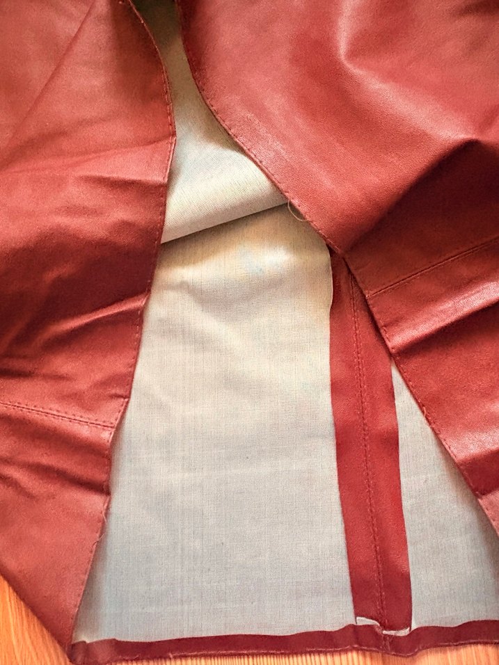 Bordo Deri Midi  Etek - Görsel 3