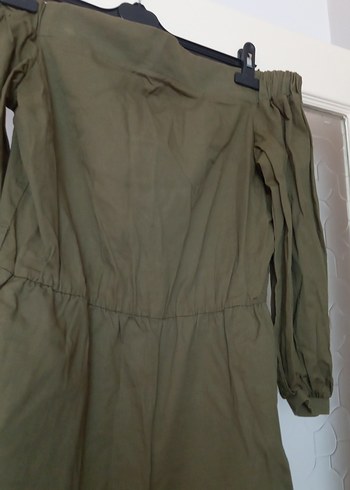 Kadın Kemerli Straplez Keten Tulum - Görsel 4