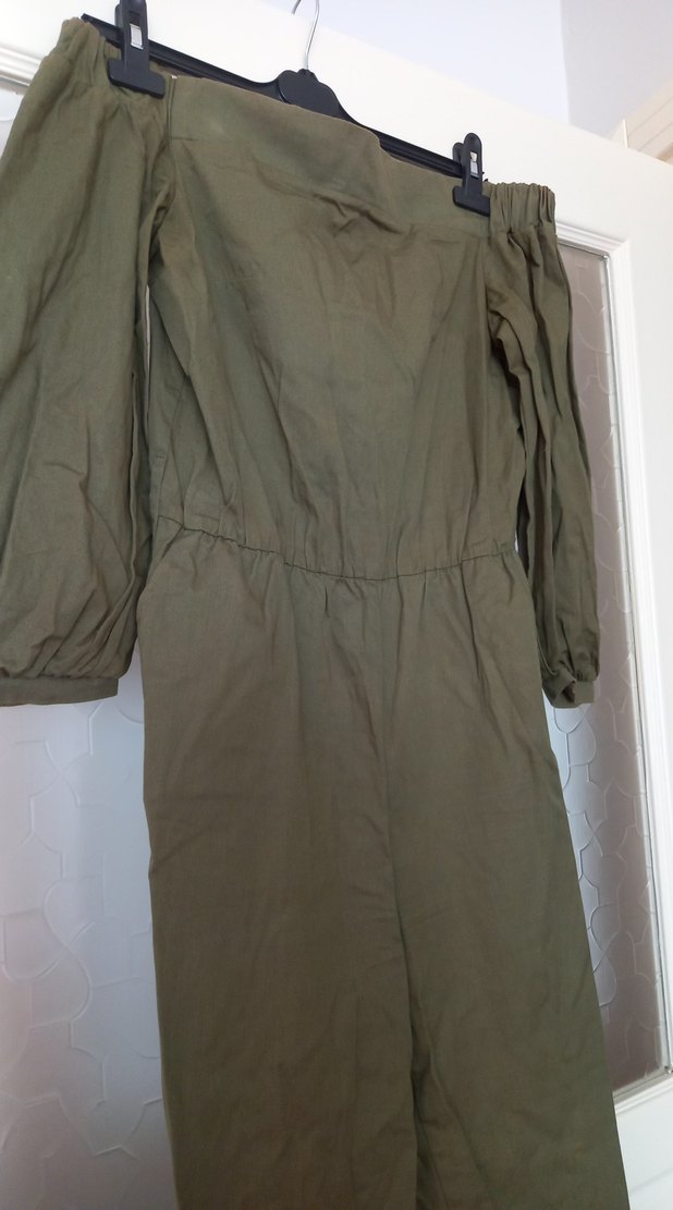 Kadın Kemerli Straplez Keten Tulum - Görsel 3