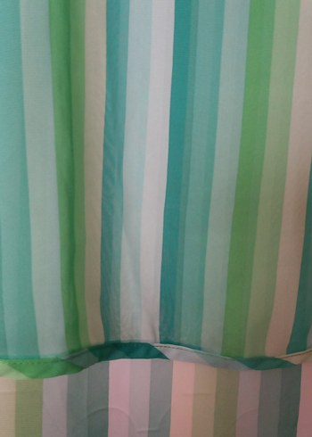 Turkuaz Çizgili Salaş Kadın Bluz - Görsel 4