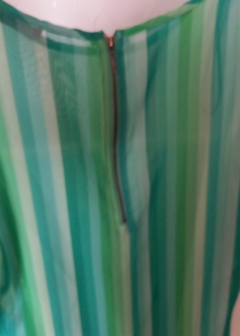 Turkuaz Çizgili Salaş Kadın Bluz - Görsel 5