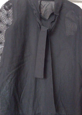 Düğmeli Siyah Gotik Uzun Kollu Bluz - Görsel 3