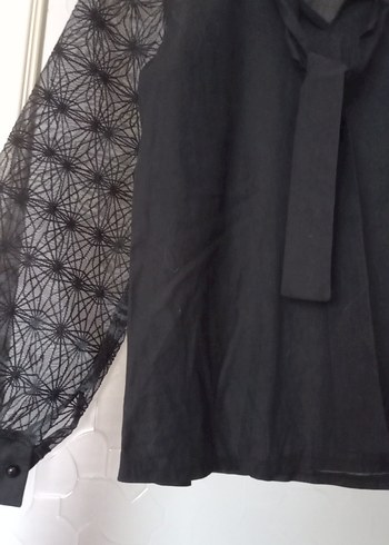 Düğmeli Siyah Gotik Uzun Kollu Bluz - Görsel 4