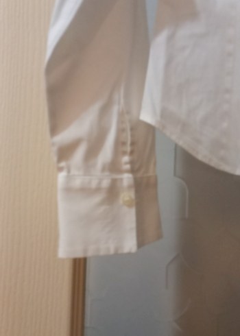 Kadın Beyaz Pamuklu Uzun Kollu Gömlek - Görsel 2