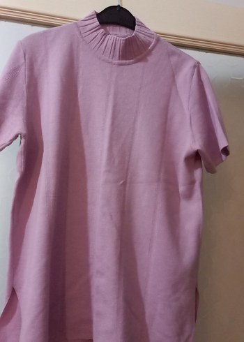 Pembe Kısa Kollu Kadın Triko - Görsel 2