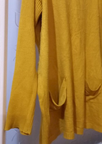 Sarı Uzun Kollu Örgü Kadın Kazak - Görsel 3