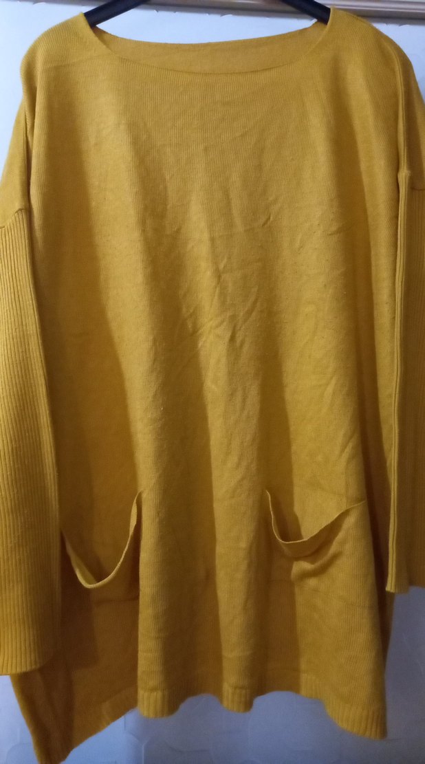 Sarı Uzun Kollu Örgü Kadın Kazak - Görsel 2