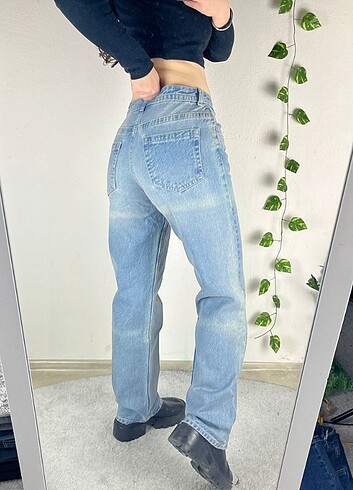 s Beden mavi Renk Straight WideLeg Baggy Sıfır Jean İhraç Fazlası Kot Y2K