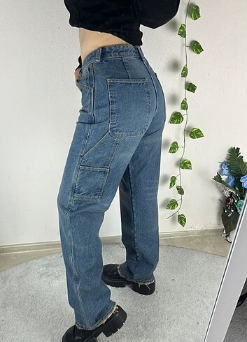 s Beden lacivert Renk Straight WideLeg Baggy Sıfır Jean İhraç Fazlası Kot Y2K