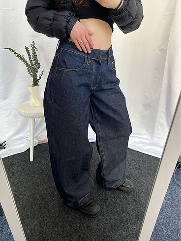 s Beden Straight WideLeg Baggy İhraç Fazlası Y2K Kot Jean