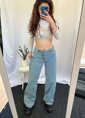m Beden Straight WideLeg Baggy İhraç Fazlası Y2K Kot Jean