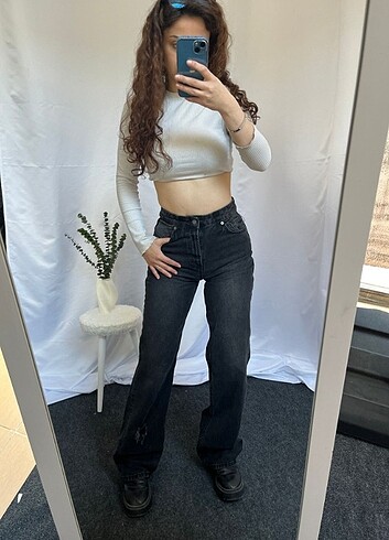 s Beden Straight WideLeg Baggy İhraç Fazlası Y2K Kot Jean