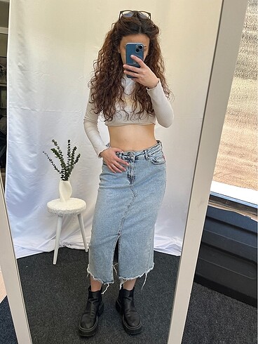 Zara Straight WideLeg Baggy İhraç Fazlası Y2K Kot Jean Etek