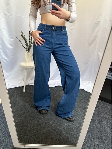 l Beden Straight WideLeg Baggy İhraç Fazlası Y2K Kot Jean