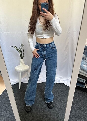 m Beden Straight WideLeg Baggy İhraç Fazlası Y2K Kot Jean