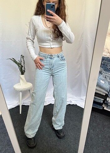s Beden Straight WideLeg Baggy İhraç Fazlası Y2K Kot Jean