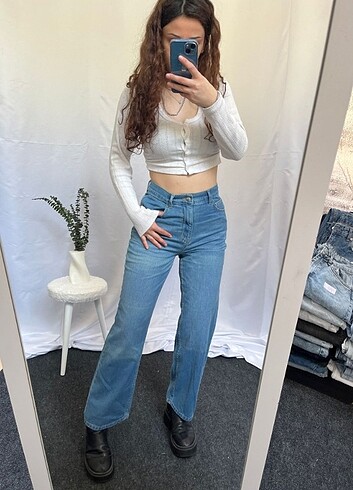 s Beden Straight WideLeg Baggy İhraç Fazlası Y2K Kot Jean
