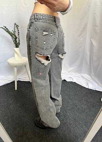 xs Beden gri Renk Straight WideLeg Baggy İhraç Fazlası Y2K Kot Jean