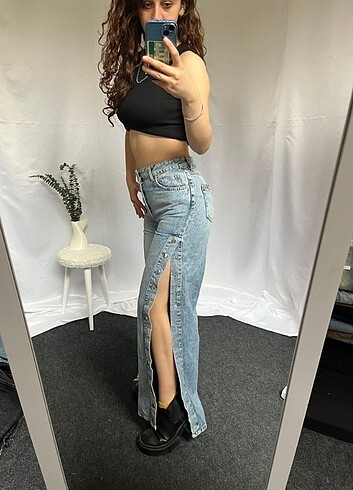 s Beden mavi Renk Straight WideLeg Baggy İhraç Fazlası Y2K Kot Jean