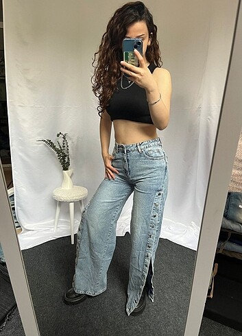 s Beden Straight WideLeg Baggy İhraç Fazlası Y2K Kot Jean