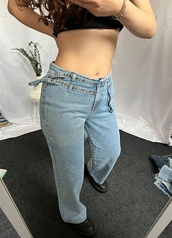 s Beden mavi Renk Straight WideLeg Baggy İhraç Fazlası Y2K Kot Jean