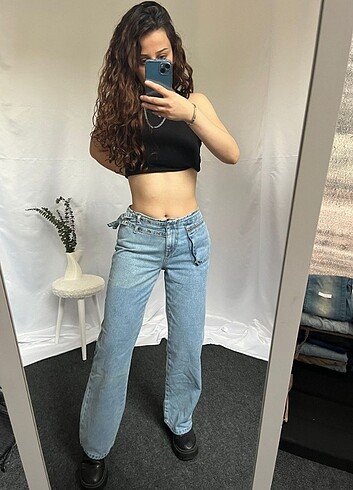 s Beden Straight WideLeg Baggy İhraç Fazlası Y2K Kot Jean