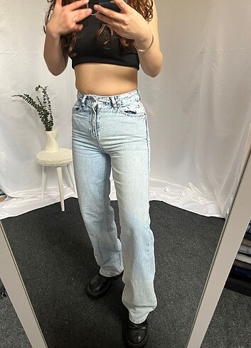 xs Beden mavi Renk Straight WideLeg Baggy İhraç Fazlası Y2K Kot Jean
