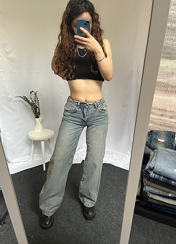 s Beden mavi Renk Straight WideLeg Baggy İhraç Fazlası Y2K Kot Jean
