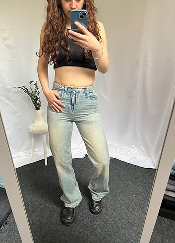 xs Beden Straight WideLeg Baggy İhraç Fazlası Y2K Kot Jean