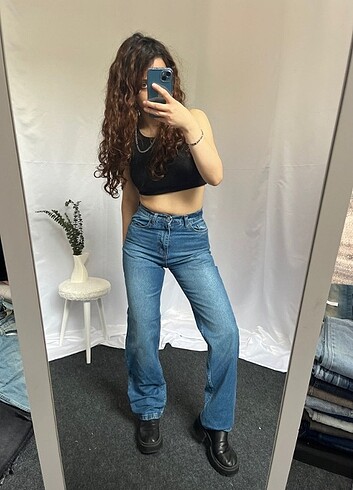 s Beden Straight WideLeg Baggy İhraç Fazlası Y2K Kot Jean
