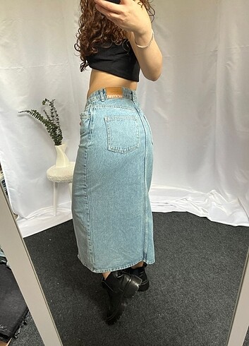 s Beden mavi Renk Straight WideLeg Baggy İhraç Fazlası Y2K Kot Etek