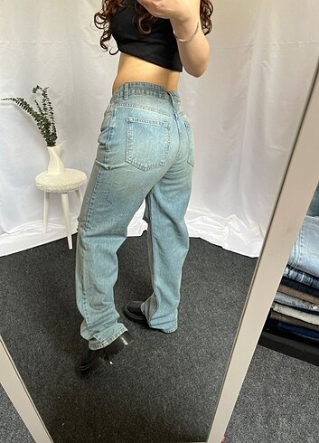s Beden mavi Renk Straight WideLeg Baggy İhraç Fazlası Y2K Kot Jean