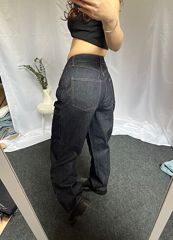 l Beden lacivert Renk Straight WideLeg Baggy İhraç Fazlası Y2K Kot Jean