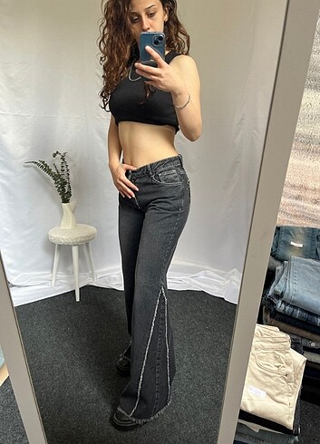 s Beden siyah Renk Straight WideLeg Baggy İhraç Fazlası Y2K Kot Jean