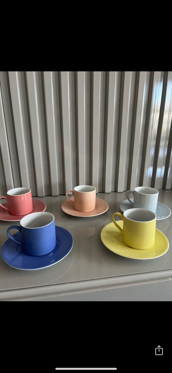 Kütahya  Renkli 5'li Fincan ve Tabak Seti - Görsel 3