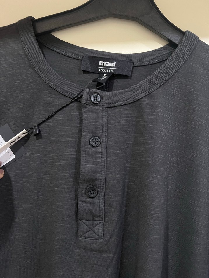 Düğmeli Gri Erkek Uzun Kollu Tişört - Görsel 2