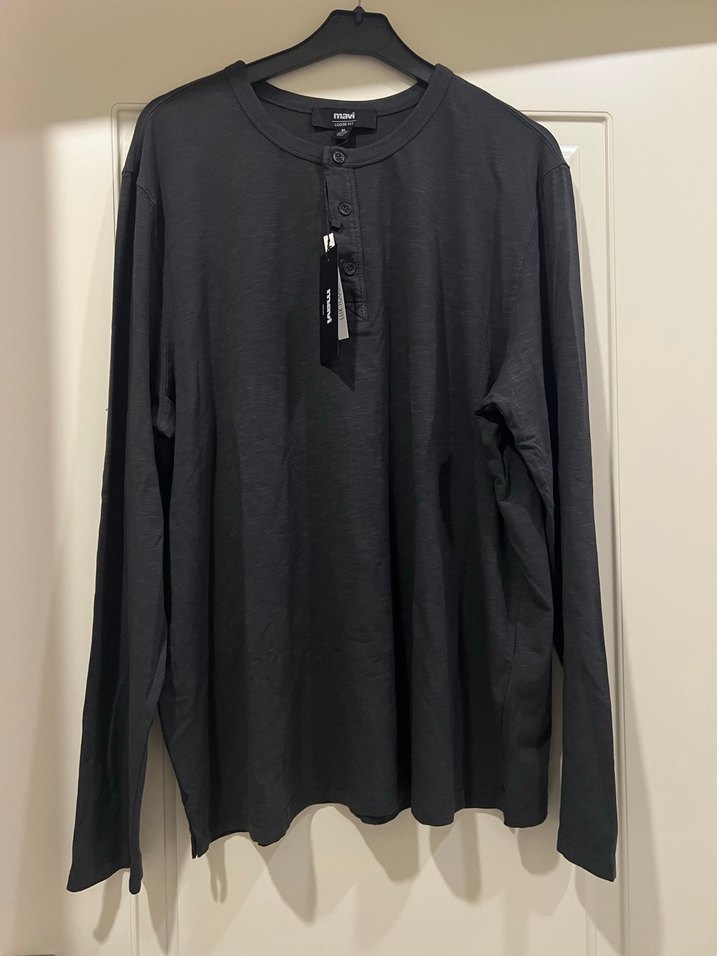 Düğmeli Gri Erkek Uzun Kollu Tişört - Görsel 5